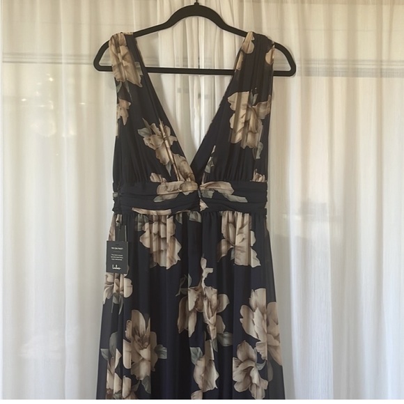 Garden Meandering Navy Blue Floral Print Maxi Dress S NWT - Picture 8 of 9